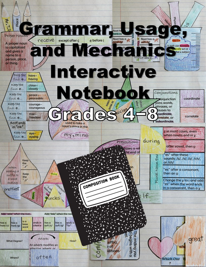 Grammar, Usage, and Mechanics Interactive Notebook Grades 4-8 cover